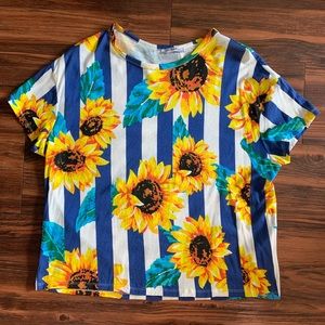 Zara Floral/Striped T-Shirt